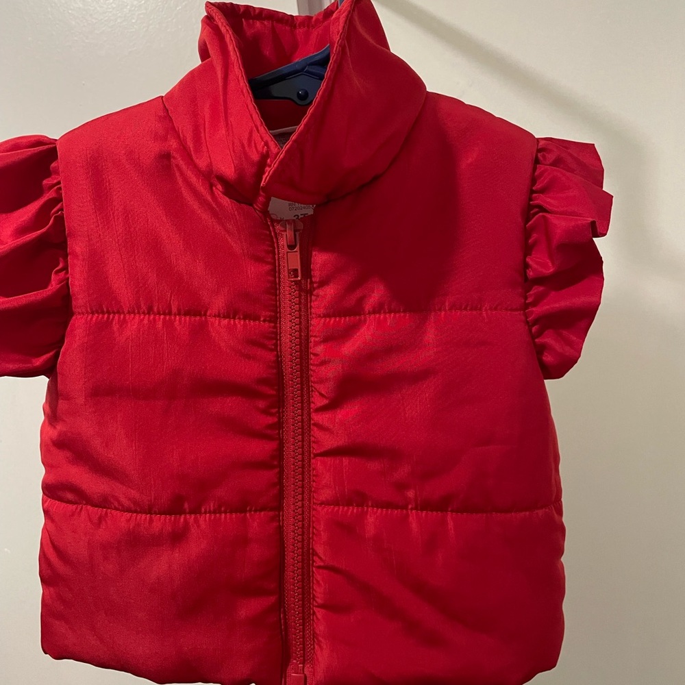 💍💍Bonnie Jean Girls' Red Puffer vest with ruffle sleeve size 3T💍💍